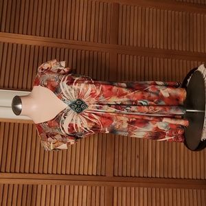 COPY - Womens short sleeve orange green and cream top